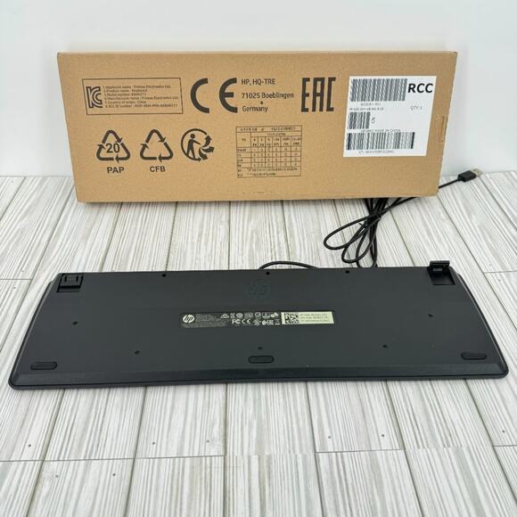 Hewlett Packard HP black USB wired QWERTY keyboard slim KBAR211 NEW - Picture 5 of 10